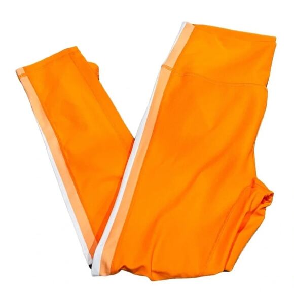 WILO THE LABEL Ribbed Leggings Orange With Side Stripes Size S NWT - Picture 2 of 7